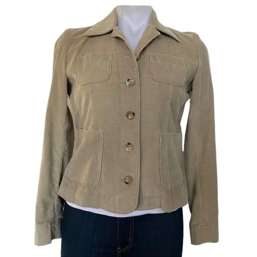 Vintage Banana Republic Corduroy Jacket Tan Button Blazer Short Coat Size XS - Picture 3 of 11
